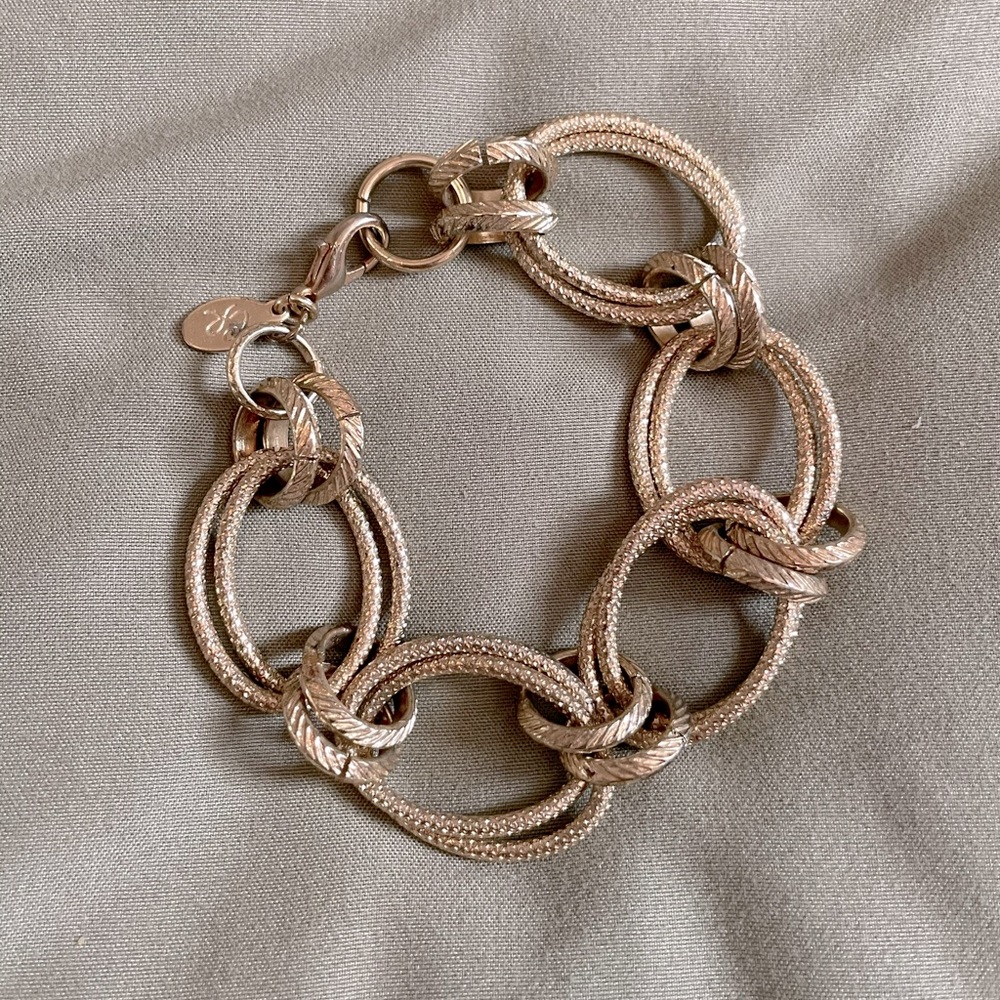 Gold double chain link bracelet